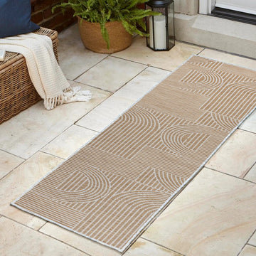 Zephyr Mid-Century Modern Arch Stripe Reversible Machine-Washable Indoor/Outdoor Area Rug